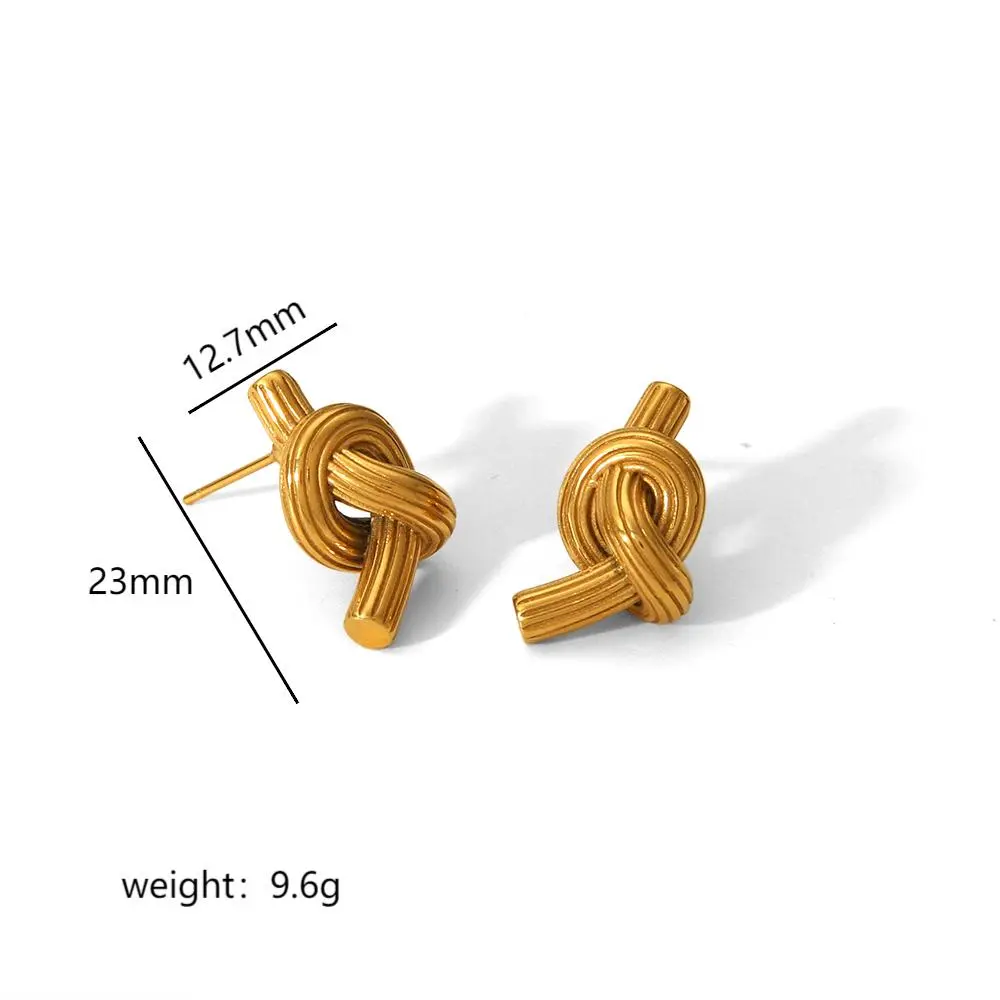 1 par de aretes para mujer de acero inoxidable chapados en oro de 18 quilates con diseño geométrico clásico de serie simple h5 Imagen2